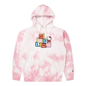 Hypeland HELLO KITTY BLOCKS CHENILLE HOODIE tie dye size small sweatshirt